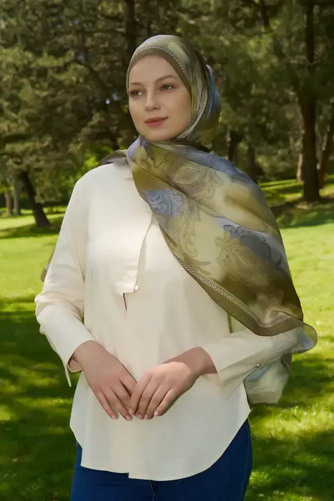 Prestige Vintage Desen Şal - Yeşil - 4