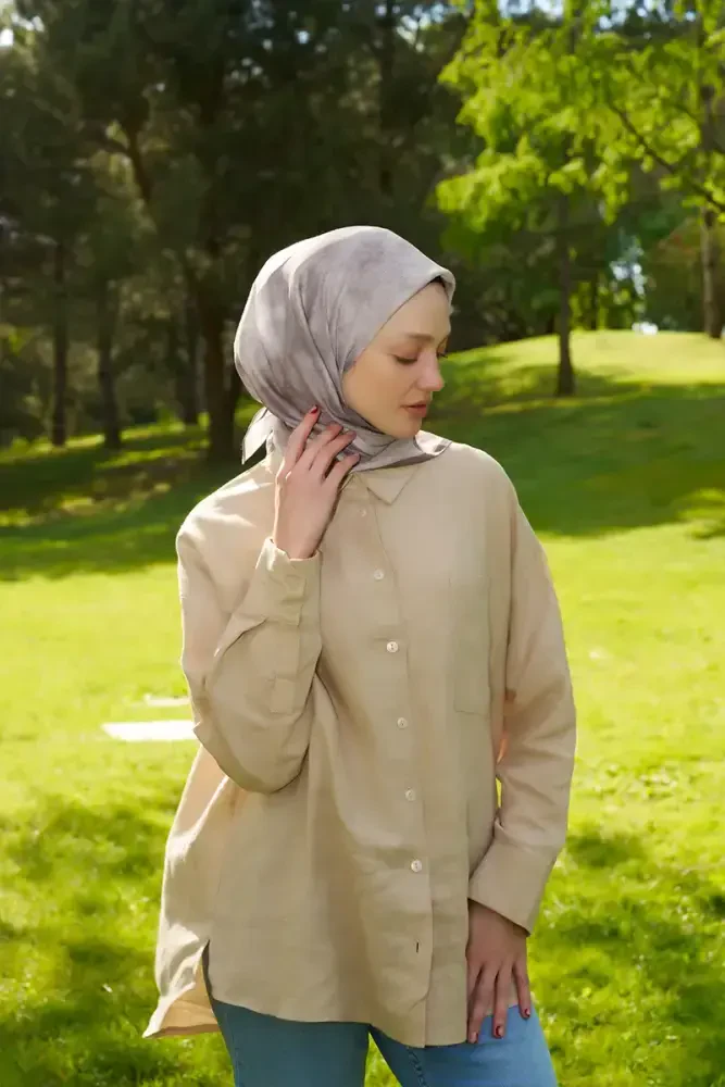 Rustic Batik Desen Eşarp - Bej - 2