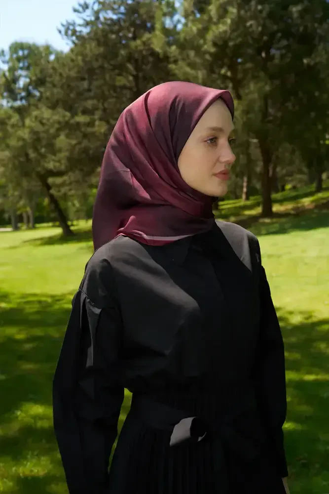 Rustic Batik Desen Eşarp - Bordo - 3