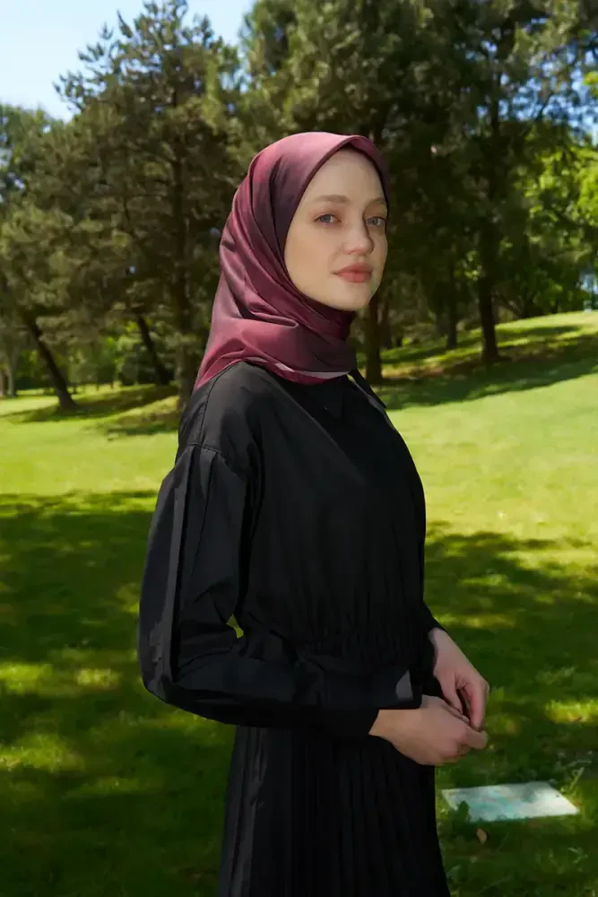 Rustic Batik Desen Eşarp - Bordo - 4