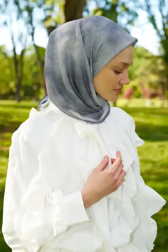 Rustic Batik Desen Eşarp - Gri - MADAME POLO