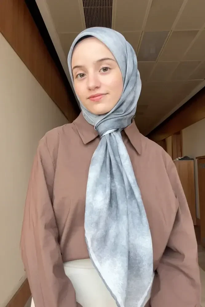 Rustic Batik Desen Eşarp - Gri - MADAME POLO