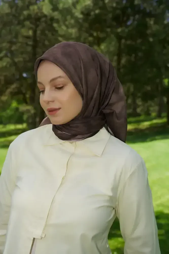 Rustic Batik Desen Eşarp - Kahverengi - MADAME POLO