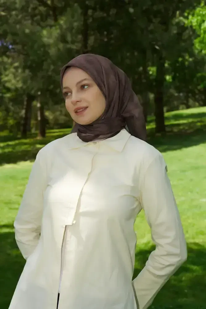 Rustic Batik Desen Eşarp - Kahverengi - MADAME POLO