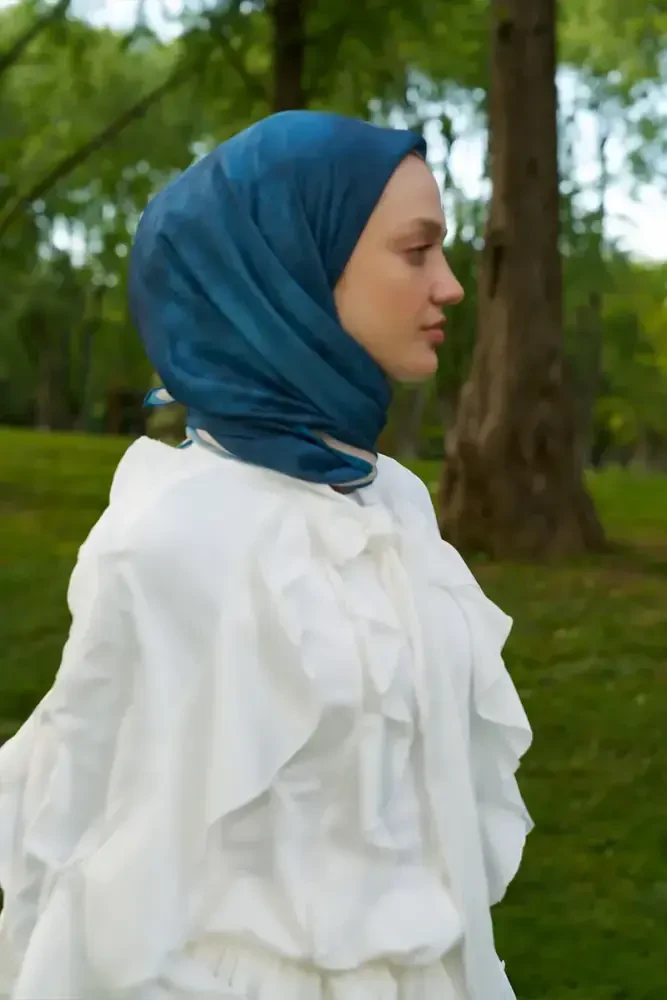 Rustic Batik Desen Eşarp - Mavi - MADAME POLO