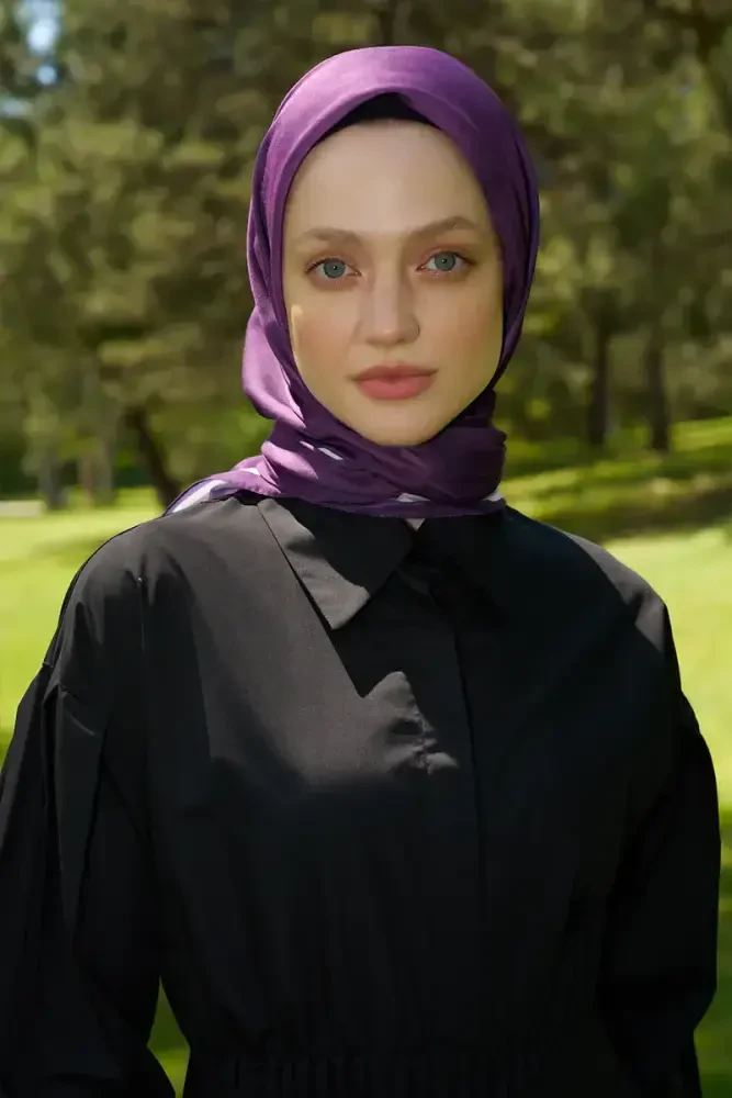 Rustic Batik Desen Eşarp - Mor - MADAME POLO