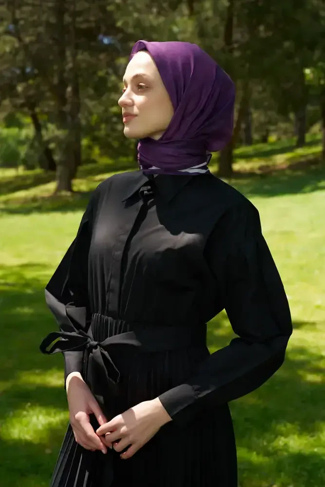 Rustic Batik Desen Eşarp - Mor - MADAME POLO