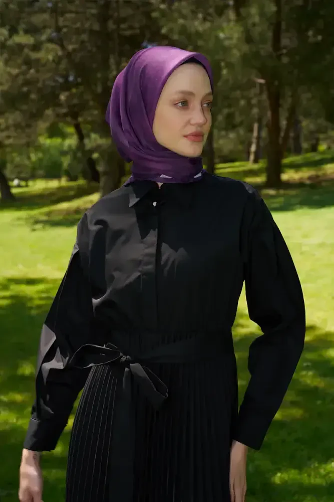 Rustic Batik Desen Eşarp - Mor - MADAME POLO