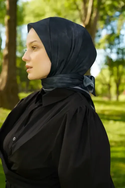 Rustic Batik Desen Eşarp - Siyah 