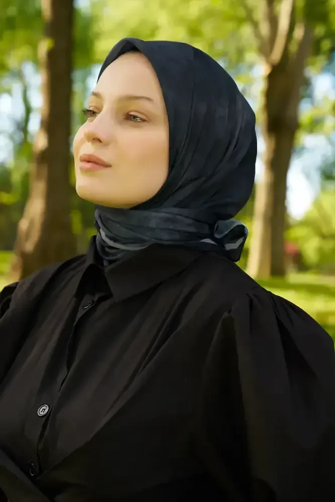 Rustic Batik Desen Eşarp - Siyah - 2