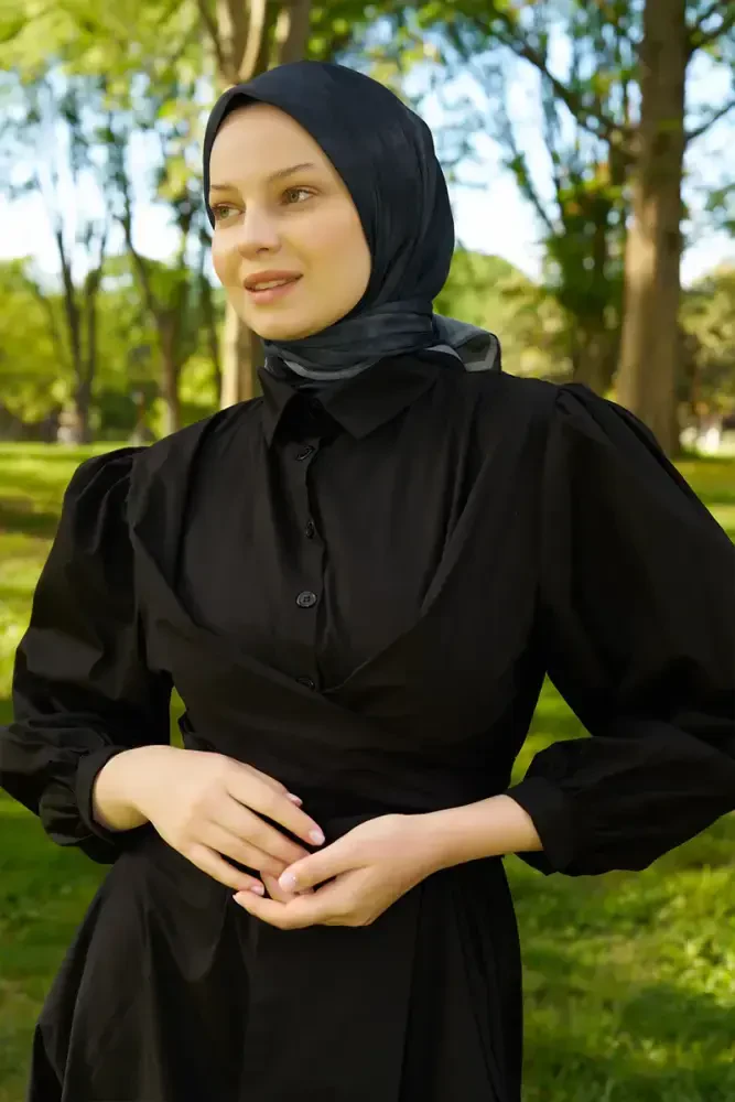 Rustic Batik Desen Eşarp - Siyah - MADAME POLO