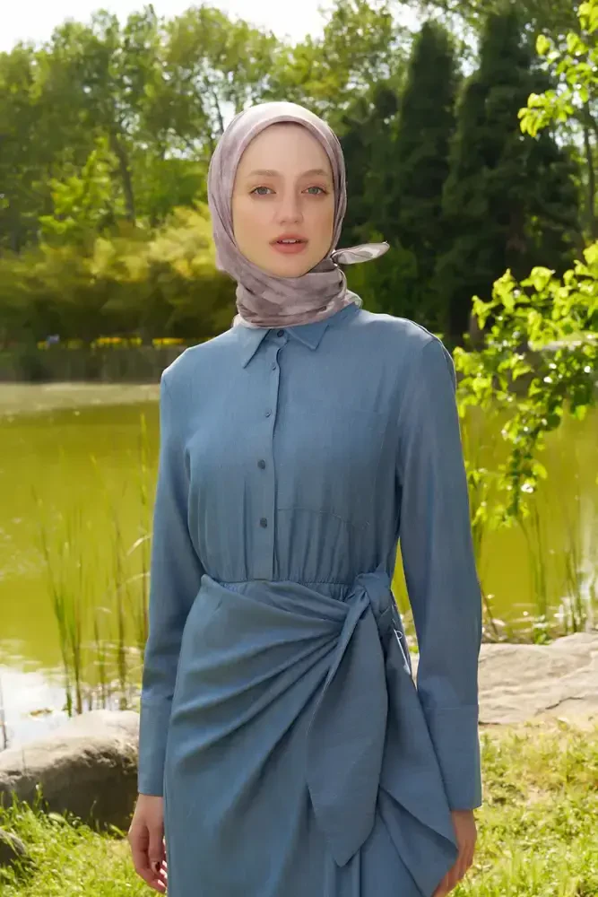 Rustic Batik Desen Eşarp - Vizon - MADAME POLO