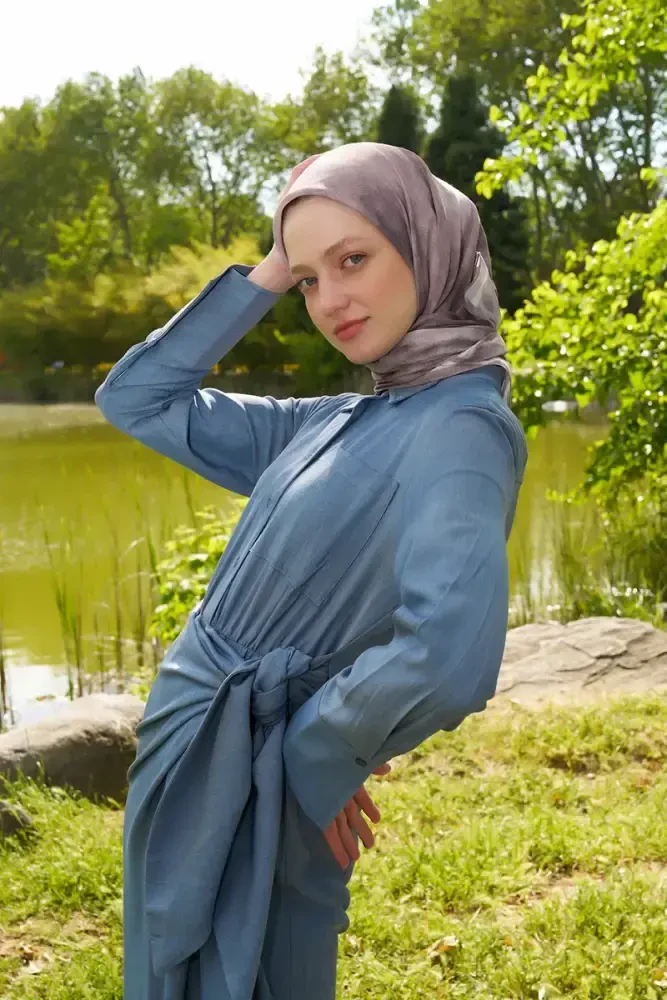 Rustic Batik Desen Eşarp - Vizon - MADAME POLO