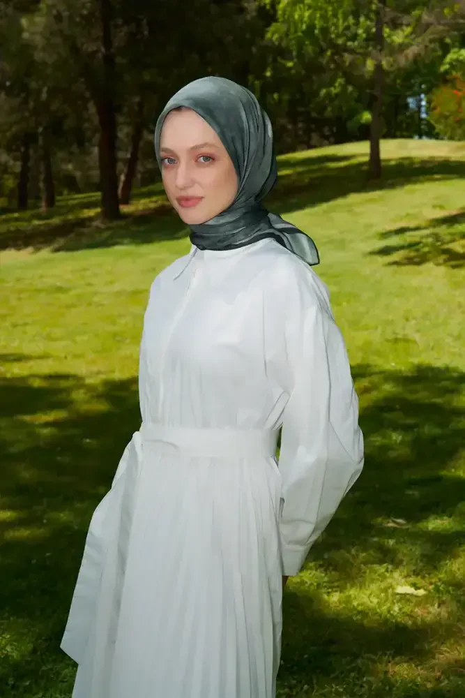 Rustic Batik Desen Eşarp - Yeşil - MADAME POLO