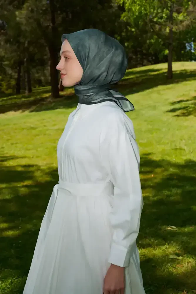 Rustic Batik Desen Eşarp - Yeşil - MADAME POLO