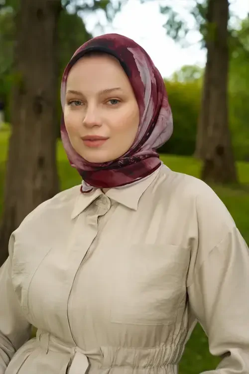 Rustic Rosie Desen Eşarp - Bordo 