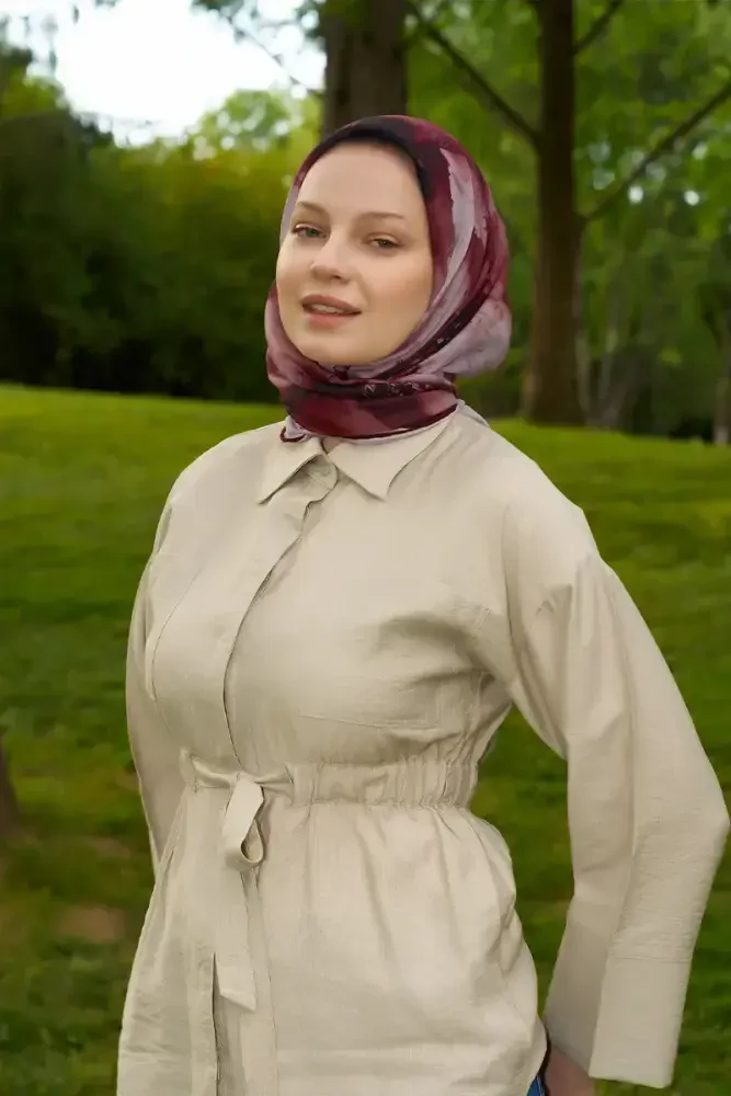 Rustic Rosie Desen Eşarp - Bordo - 3