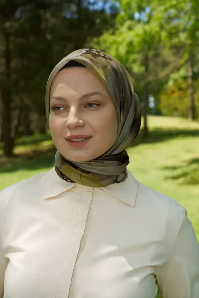 Rustic Rosie Desen Eşarp - Haki - 2