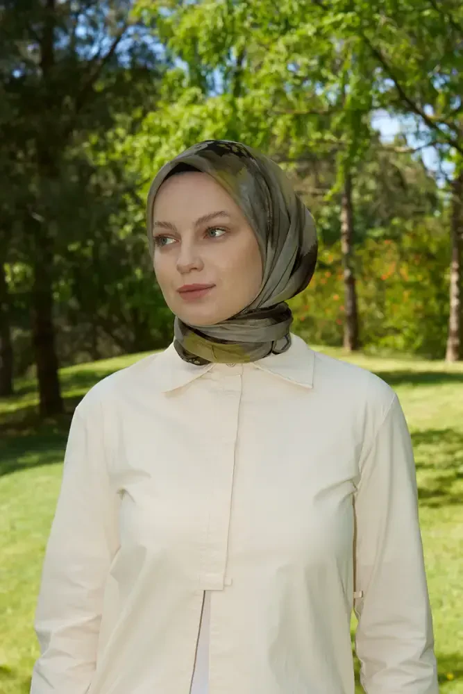 Rustic Rosie Desen Eşarp - Haki - 3