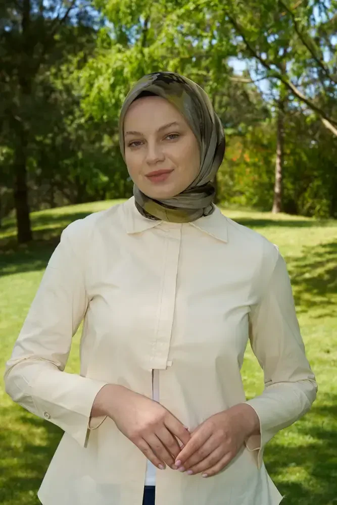 Rustic Rosie Desen Eşarp - Haki - MADAME POLO