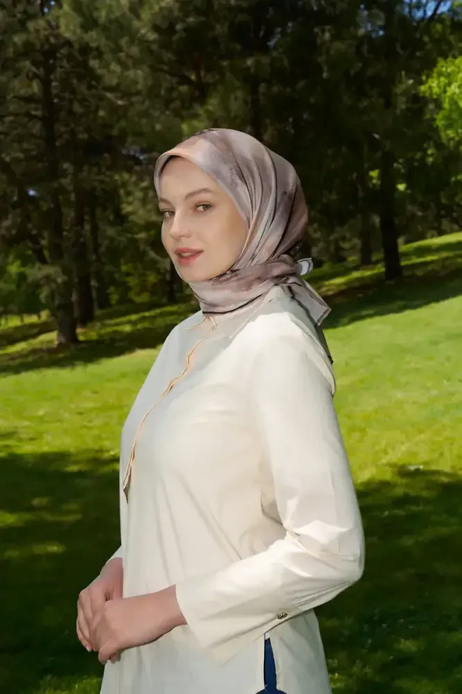 Rustic Rosie Desen Eşarp - Kahverengi - 4