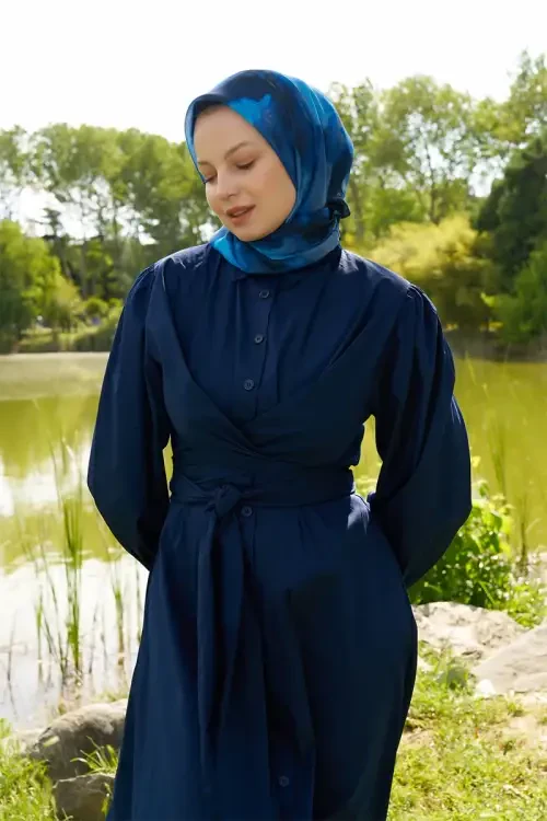 Rustic Rosie Desen Eşarp - Lacivert 