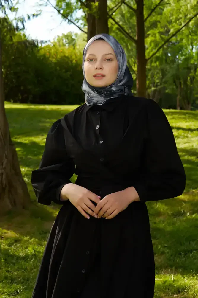 Rustic Rosie Desen Eşarp - Siyah - MADAME POLO