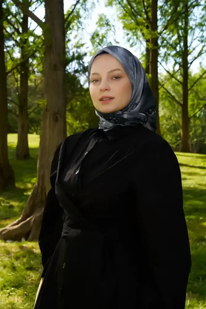 Rustic Rosie Desen Eşarp - Siyah - 4