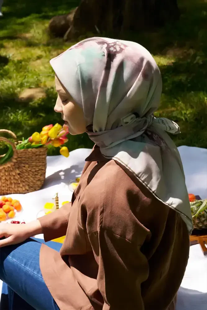 Rustic Rosie Desen Eşarp - Vizon - MADAME POLO