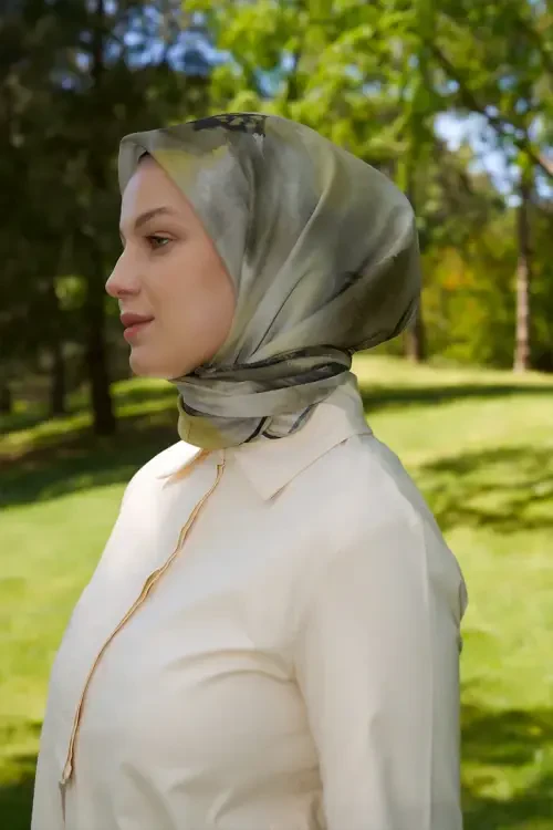 Rustic Rosie Desen Eşarp - Yeşil 