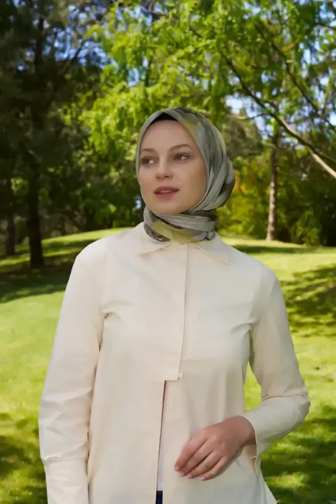 Rustic Rosie Desen Eşarp - Yeşil - MADAME POLO