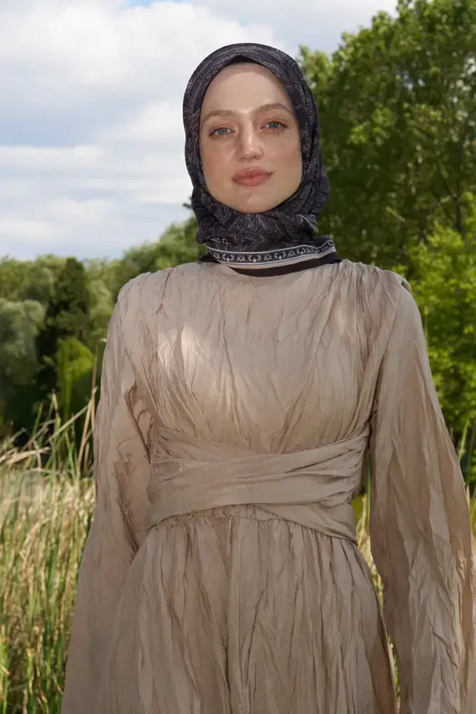 Rustic Mistral Desen Eşarp - Acı Kahve - MADAME POLO