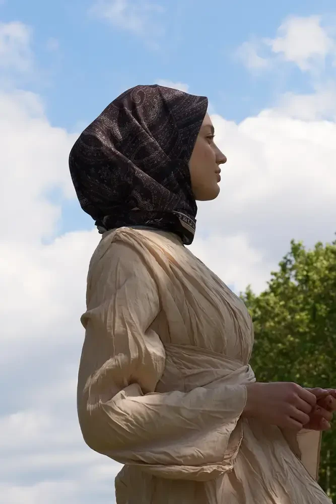 Rustic Mistral Desen Eşarp - Acı Kahve - MADAME POLO