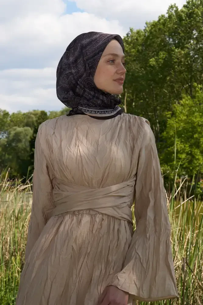 Rustic Mistral Desen Eşarp - Acı Kahve - MADAME POLO