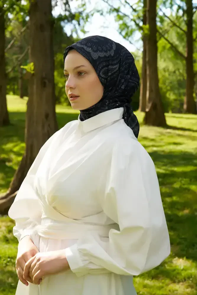 Rustic Mistral Desen Eşarp - Siyah - 1