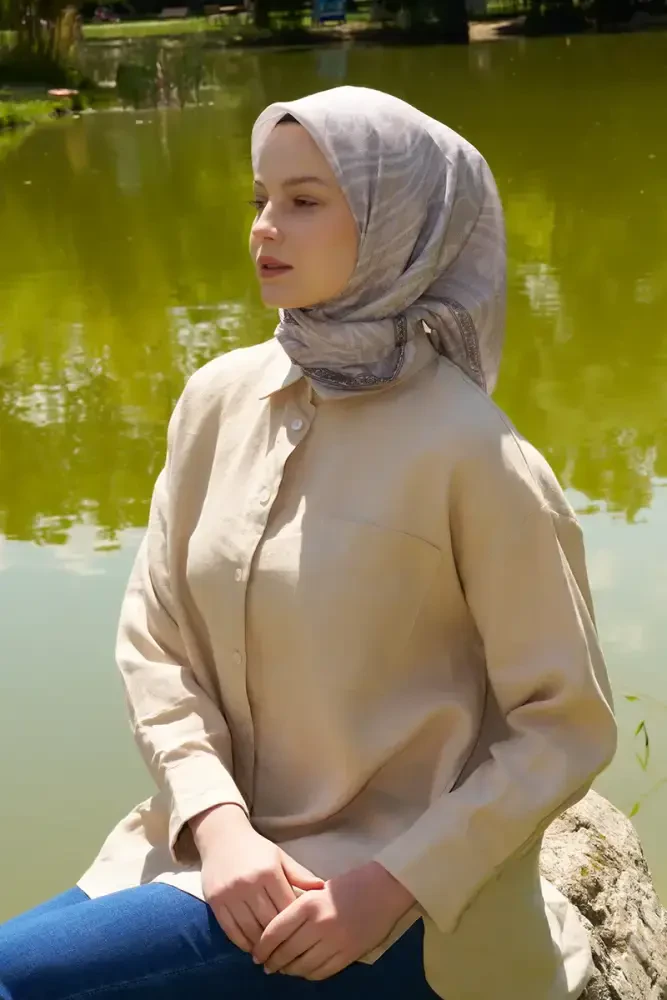 Rustic Mistral Desen Eşarp - Taş - MADAME POLO