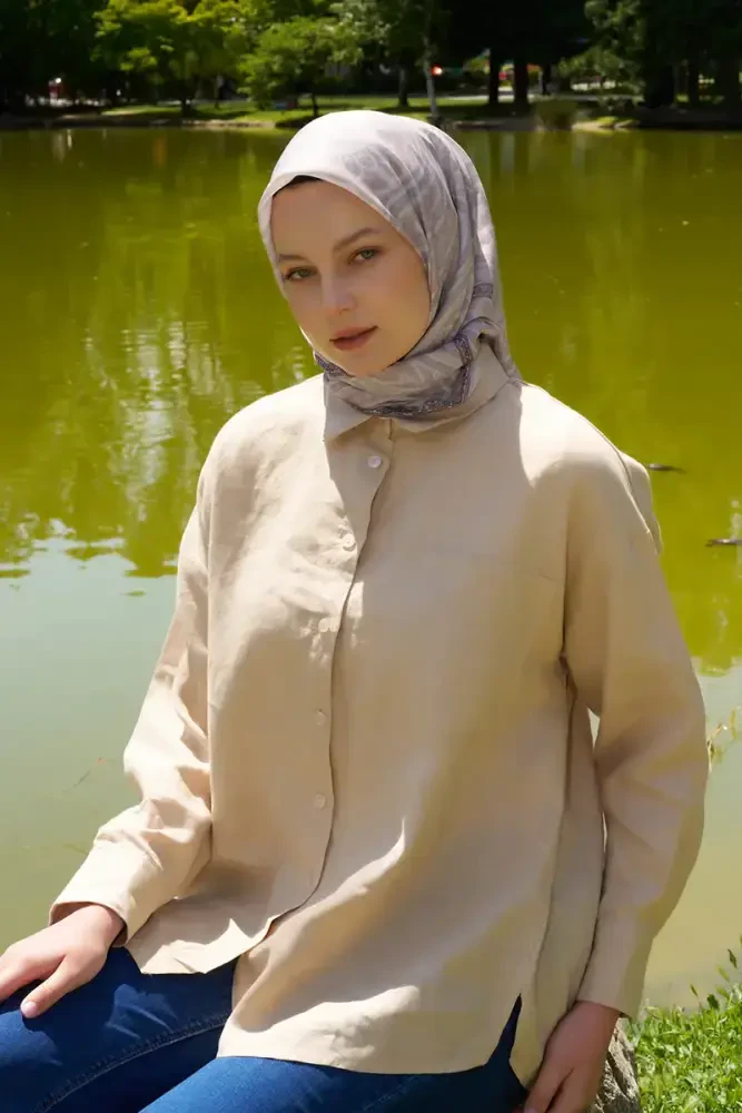 Rustic Mistral Desen Eşarp - Taş - MADAME POLO