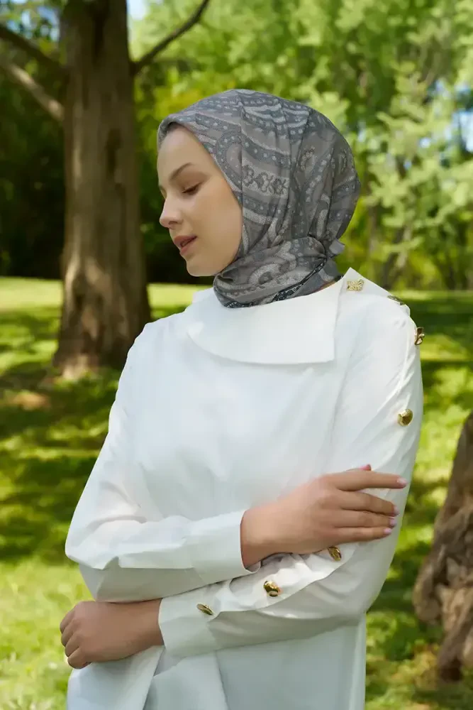 Rustic Mistral Desen Eşarp - Vizon - MADAME POLO