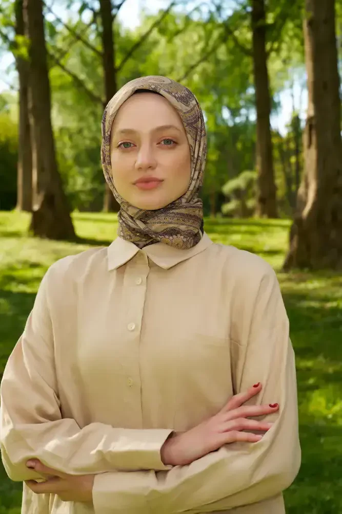 Rustic Mistral Desen Eşarp - Yağ Yeşili - MADAME POLO