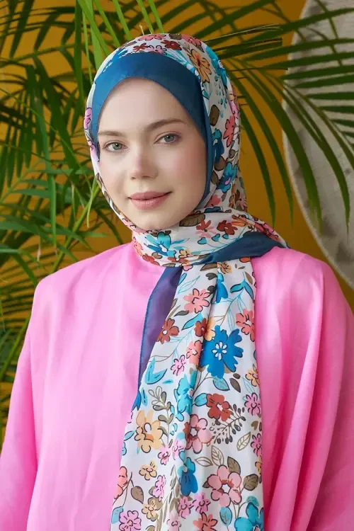 Seremoni Koleksiyonu Flora Desen Şal - Petrol 