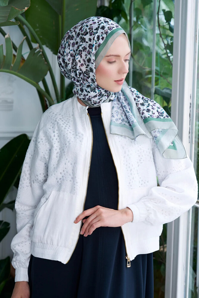 Seremoni Koleksiyonu Fresia Desen Şal - Mint - MADAME POLO