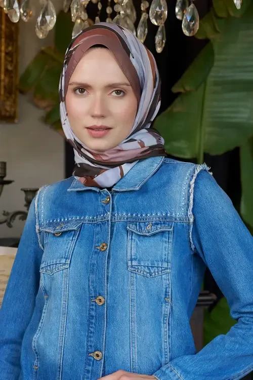 Seremoni Koleksiyonu Pure Desen Şal - Kahverengi 