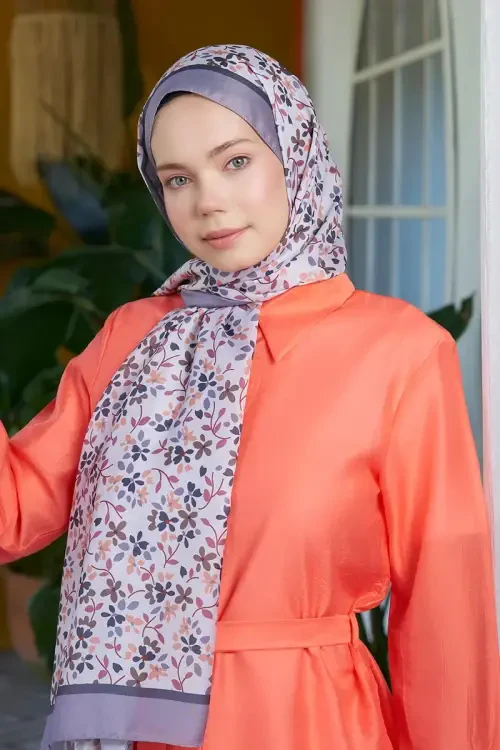 Seremoni Koleksiyonu Sara Desen Şal - Gri 