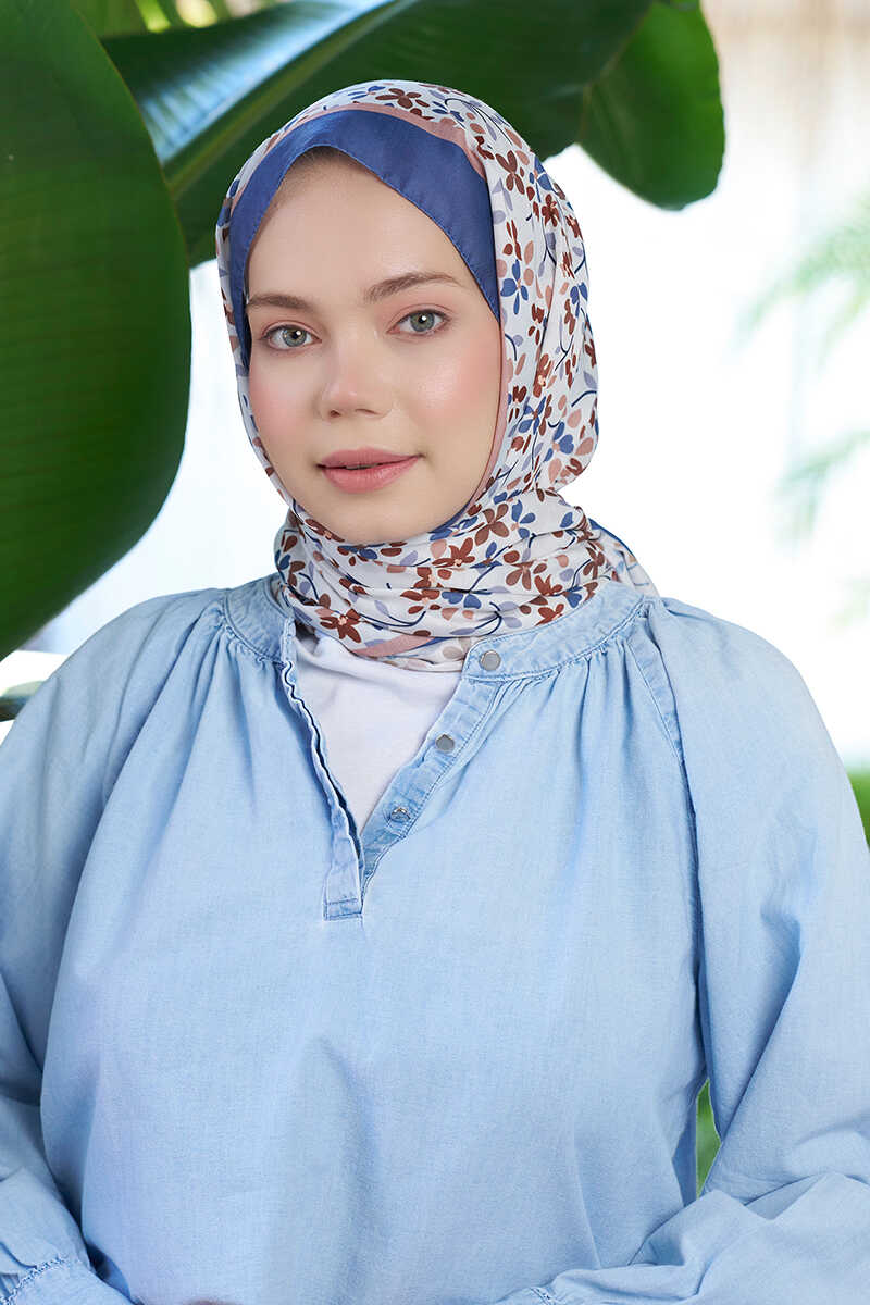 Seremoni Koleksiyonu Sara Desen Şal - İndigo - MADAME POLO