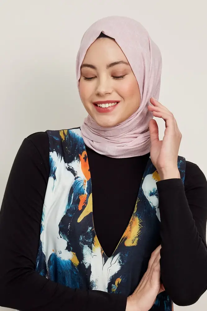 Silky Jacquard Hijab Monogram Pattern - Rose - 1
