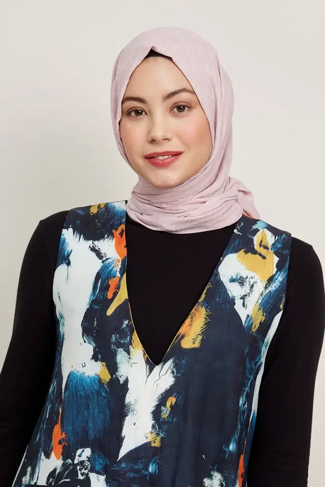 Silky Jacquard Hijab Monogram Pattern - Rose - 2