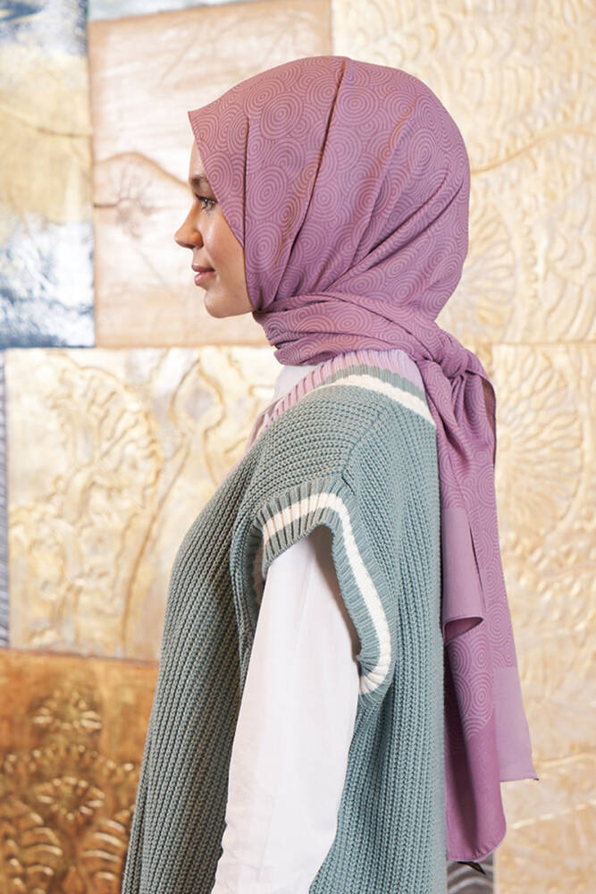 Silky Jacquard Hijab Olips Pattern - Lavender - 2