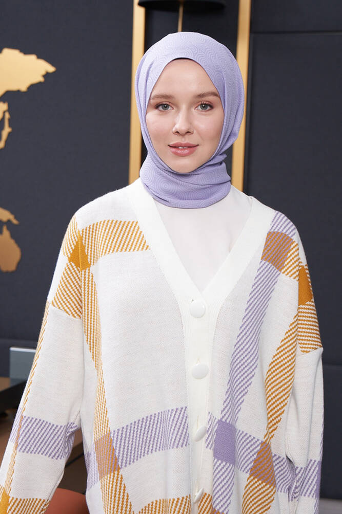 Silky Jacquard Hijab Olips Pattern - Lilac - 2