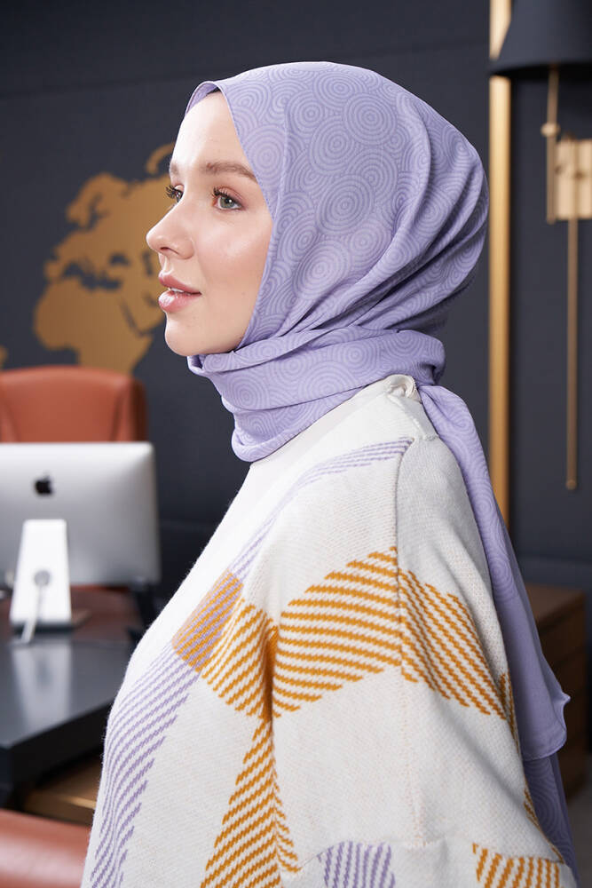 Silky Jacquard Hijab Olips Pattern - Lilac - 3