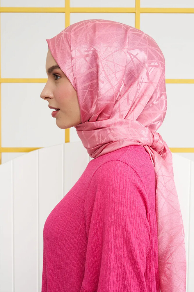 Silky Jacquard Italian Hijab Line Pattern - Sweet Pink - MADAME POLO